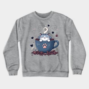 Catnip & Cappuccinos: Where Cats and Coffee Collide Crewneck Sweatshirt